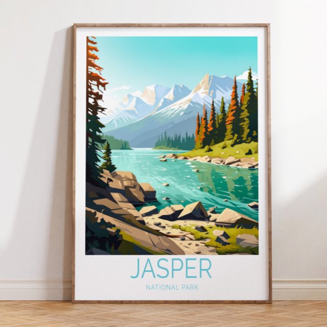 Jasper National Park Travel Poster, Jasper Kanada Poster (jasper print, canada poster, jasper canada, jasper canada print, travel illustrations, travel poster)
