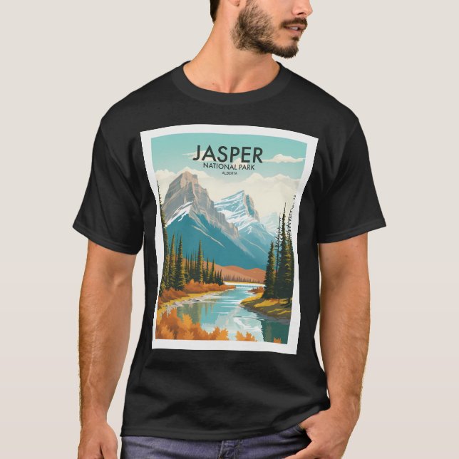 Jasper National Park Travel Poster T Shirt (Framsida)
