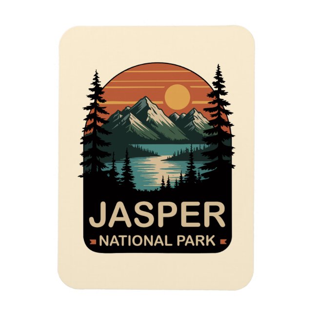 Jasper National Park Vintage Bergsdesign Magnet (Vertikal)