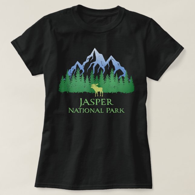 Jasper nationalpark Alberta Canada Mountain Moose T Shirt (Design framsida)