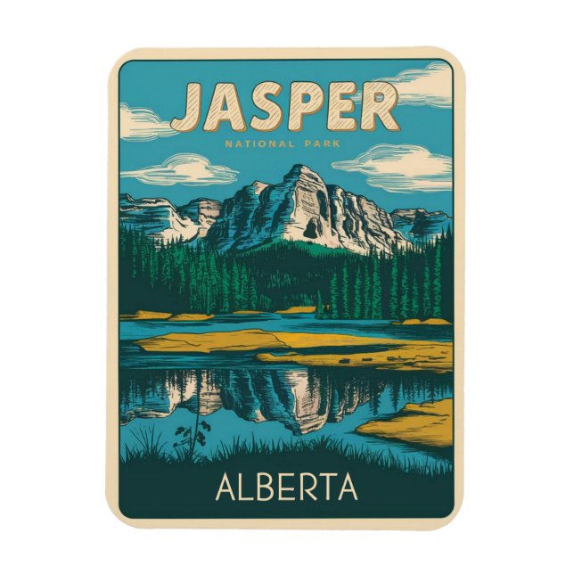 Jasper nationalpark Alberta Kanada vintagepresente Magnet (Vertikal)