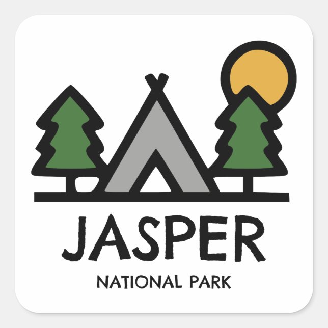 Jasper nationalpark fyrkantigt klistermärke (Framsida)