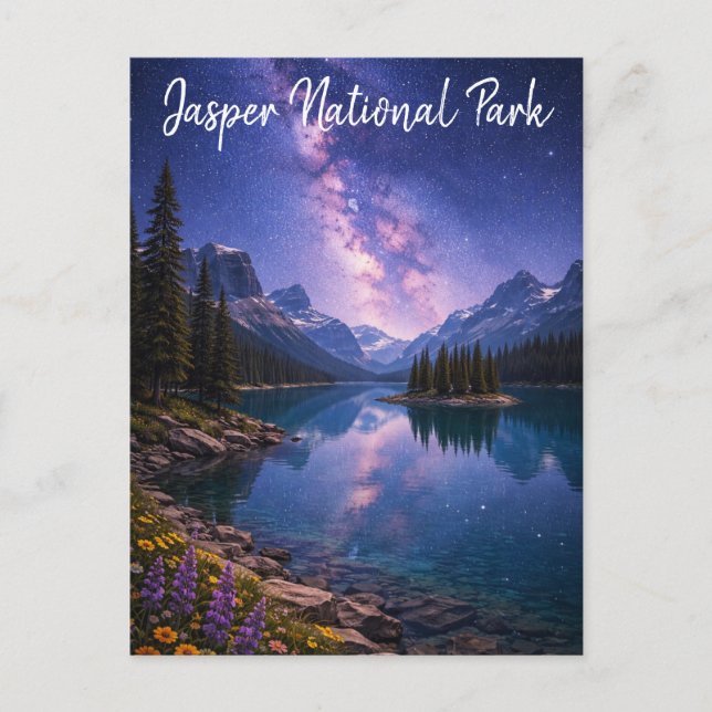 Jasper Nationalpark Kanada nattetid Vykort (Framsida)