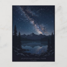 Jasper Nationalpark Kanada Nattlig Himmel Postkort