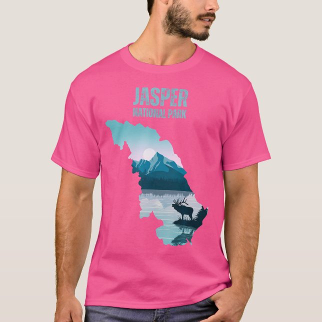 Jasper nationalpark Karta Jasper Hiking Ca T Shirt (Framsida)