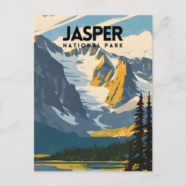 Jasper nationalpark Nostalgic Retro Travel Poster Vykort (Framsida)