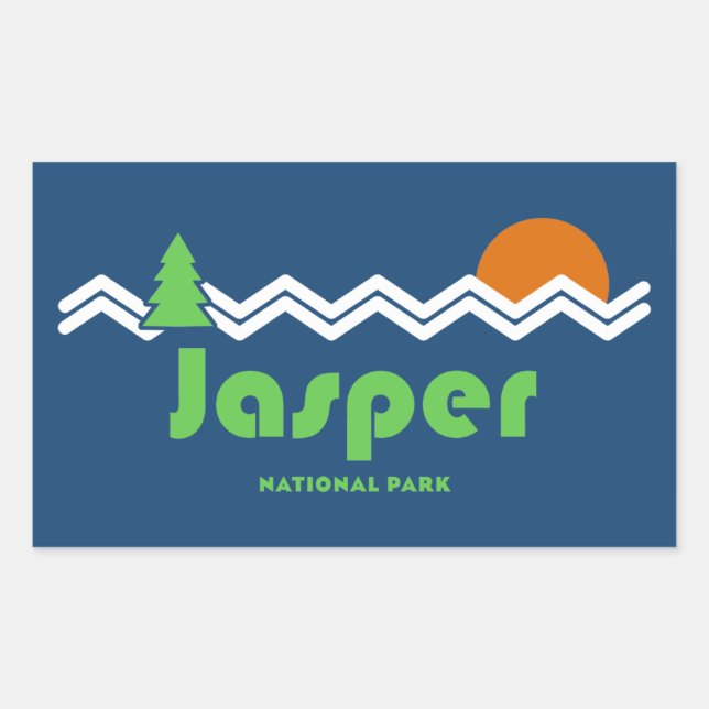 Jasper nationalpark Retro Rektangulärt Klistermärke (Framsida)