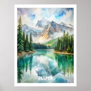 Jasper nationalparkens vattenfärgsmålning poster