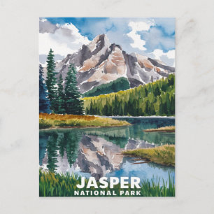 Jasper nationalparkens vattenfärgsmålning vykort