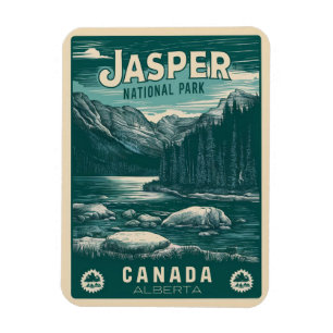 Jasper Nationla park alberta kanada vintagepresent Magnet
