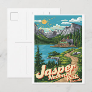 Jasper Nationla park alberta kanada vintagepresent Vykort