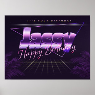 Jassy Namn Vorname lila retro Poster Geburtstag