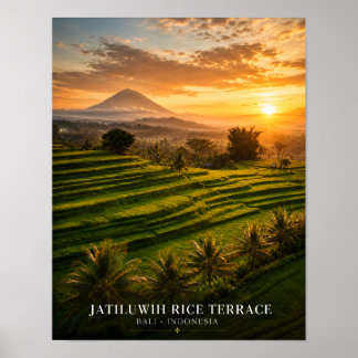Jatiluwih Ris Terrass Bali Solnedgång Poster