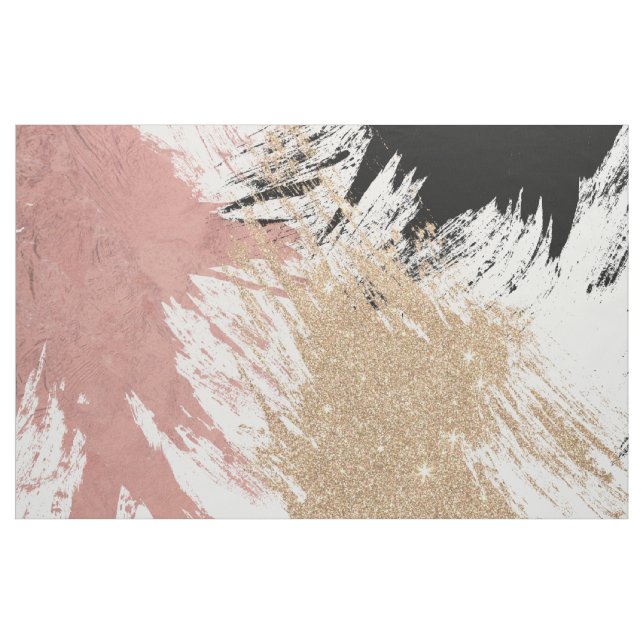 Jätte- Artsy penseldrag i rosa guld- glitter för Tyg (Yard)