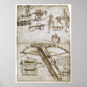 Jätte- Crossbow på hjul, Leonardo Da Vinci Poster