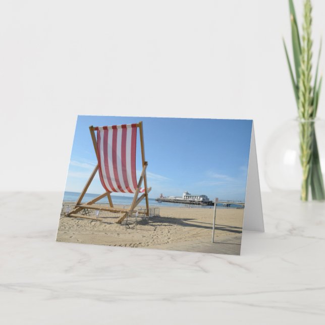 JÄTTE DECKCHAIR, BOURNEMOUTH STRAND, DORSET, UK KORT (Framsida)