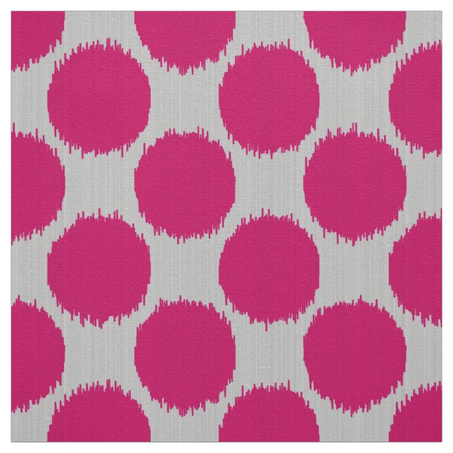 Jätte- Ikat pricker, fuchsia rosor på ljust - grå Tyg (Provkarta)