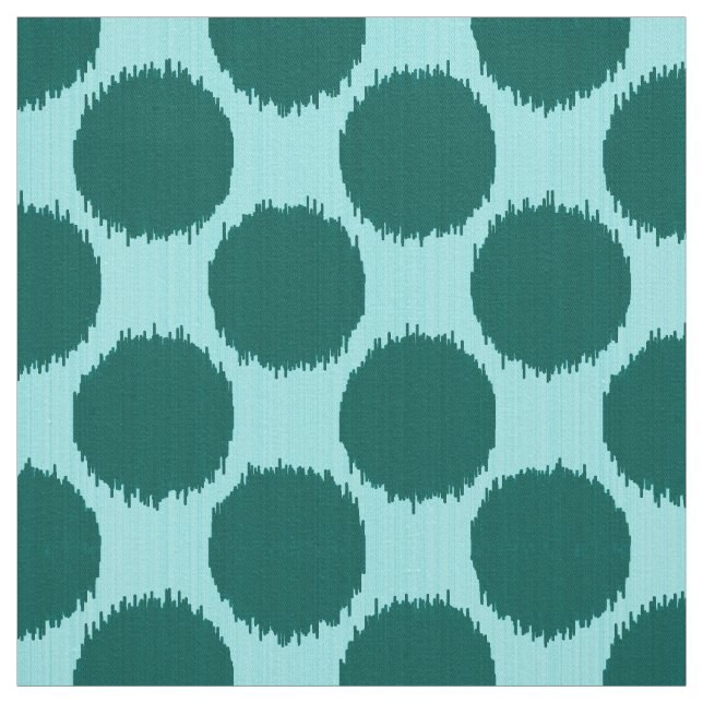 Jätte- Ikat pricker, turkos och aqua Tyg (Provkarta)