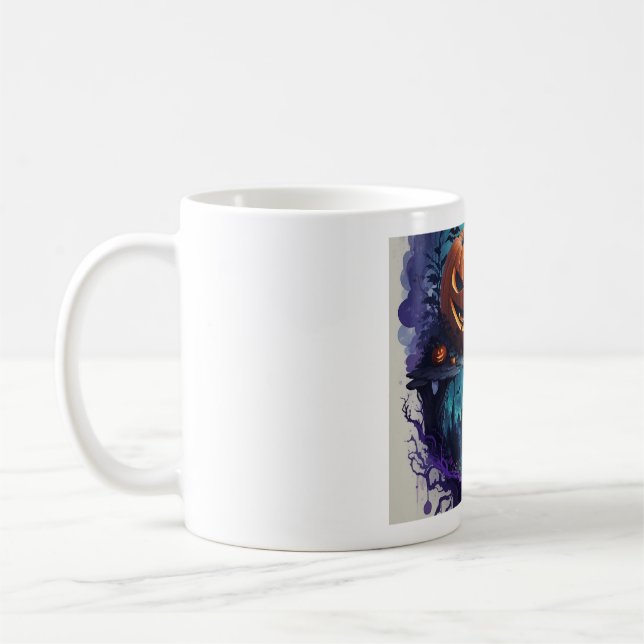 Jätte Jack O Lantern Halloween-mugg, Fantasi Pumpa Kaffemugg (Vänster)