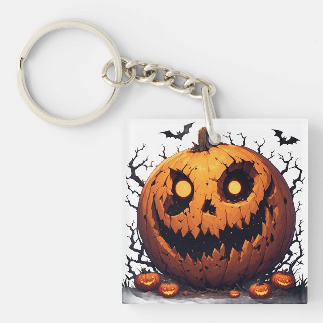 Jätte Jack O Lantern Med Onda Halloween Grin  (Framsidan)