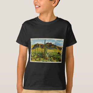 Jätte- kaktus i ökenvintagevykort tee shirt