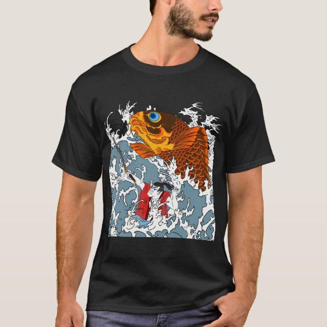 Jätte Koi och Samuraj T Shirt (Framsida)