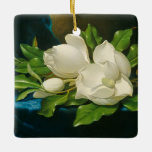 Jätte- Magnolias på en blåttsammettrasa, c.1890 Julgransprydnad Keramik