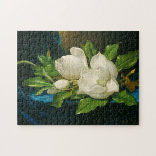 Jätte- Magnolias på en blåttsammettrasa, c.1890 Pussel