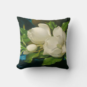 Jätte- Magnolias på en blåttsammettrasa Kudde