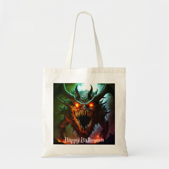 Jätte monster Halloween-handväska Tygkasse (Framsidan)