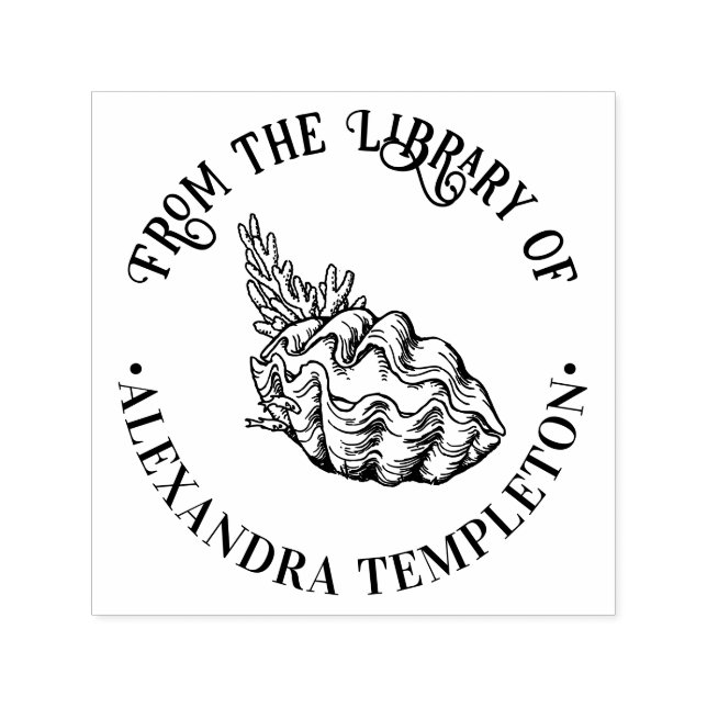 Jätte Musselskal och Korall Biblioteksboknamn Självfärgande Stämpel (Design)