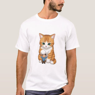 Jätte Orange Tabby Katt Skjuter Varsamt en Liten G T Shirt