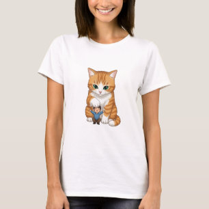 Jätte Orange Tabby Katt Skjuter varsamt en liten G T Shirt