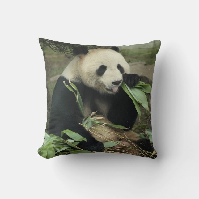 Jätte- panda- och babyPandadekorativ kudde (Framsida)