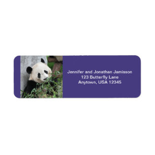 Jätte- Pandasreturetiketter, lilor Returadress Etikett