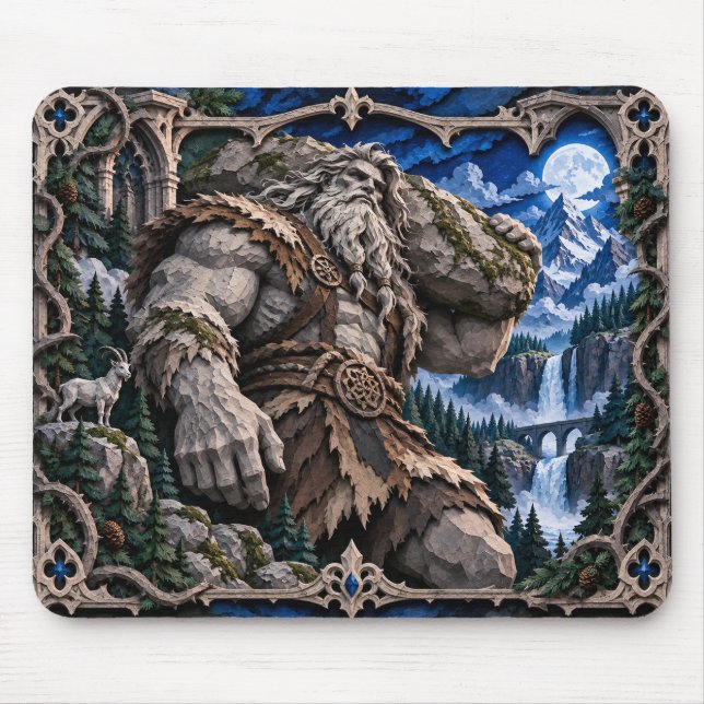 Jätte, pappersklippt monster musmatta (Framsidan)