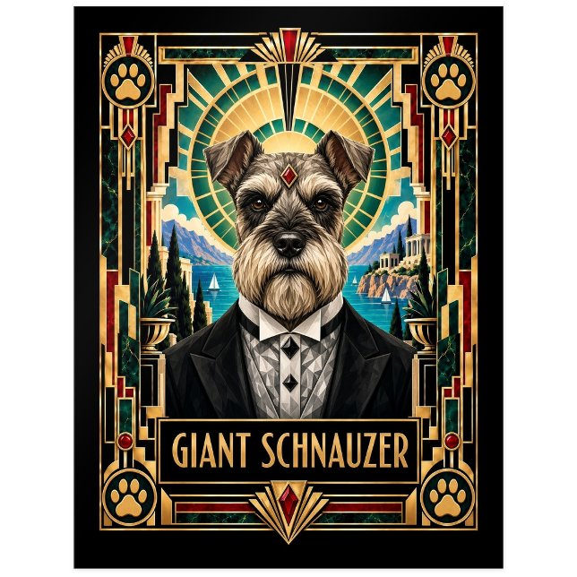 Jätte Schnauzer, Art Deco Hund Vykort (Skapare uppladdad)