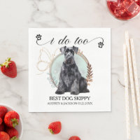 Jätte Schnauzer Bröllops Servett med Hund Foto