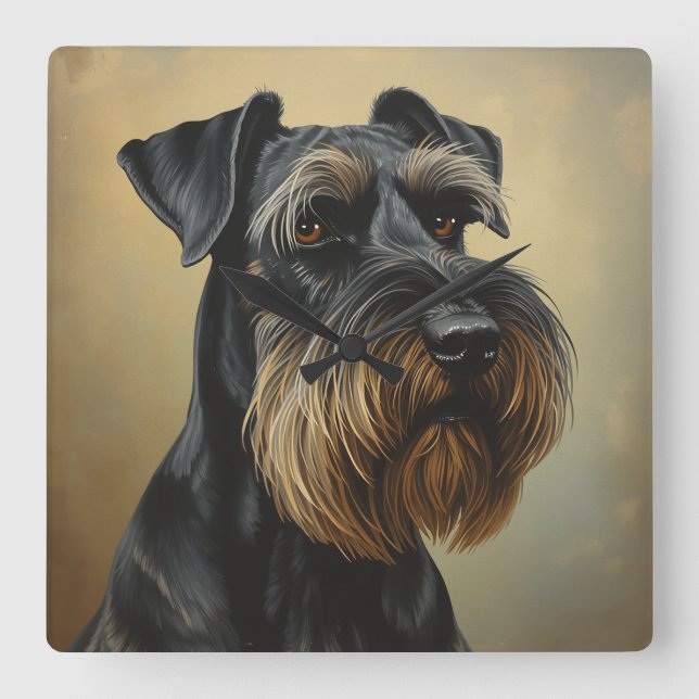 Jätte-Schnauzer Fyrkantig Klocka (Framsida)