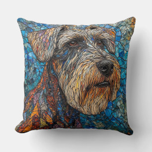 Jätte Schnauzer Hund Färgrik mosaikkonst Kudde