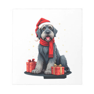 Jätte Schnauzer Hund Julfirande Semester Tomte Anteckningsblock