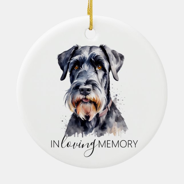Jätte Schnauzer husdjur minnes jul Julgransprydnad Keramik (Baksidan)