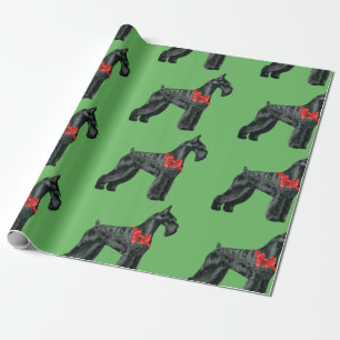 Jätte- Schnauzerjul som slår in papper Presentpapper