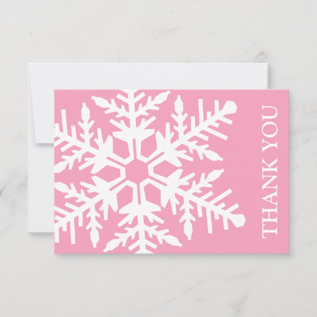 Jätte snöflinga tackkort (rosa/vit) inbjudningar (Framsida)