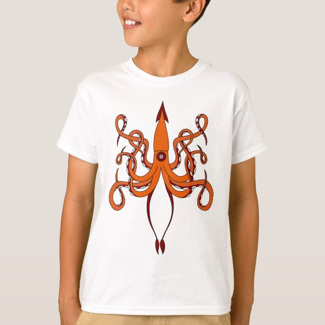 jätte- tioarmad bläckfisk t shirt (Framsida)