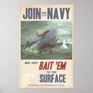 Jätte- tioarmad bläckfisk vs. suben poster