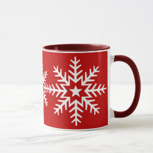 Jätte- vitSnowflake på den röda muggen Mugg