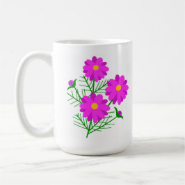 Jätteblomkrukor med ljusröda blommor kaffemugg