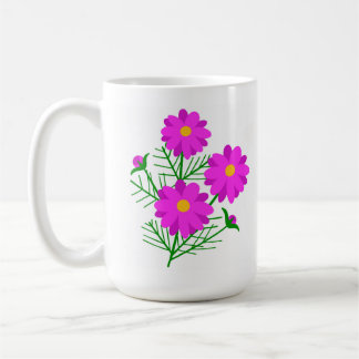 Jätteblomkrukor med ljusröda blommor kaffemugg