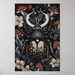 Jätteekorrbagge Blommtryck, Mörk Akademi Poster
